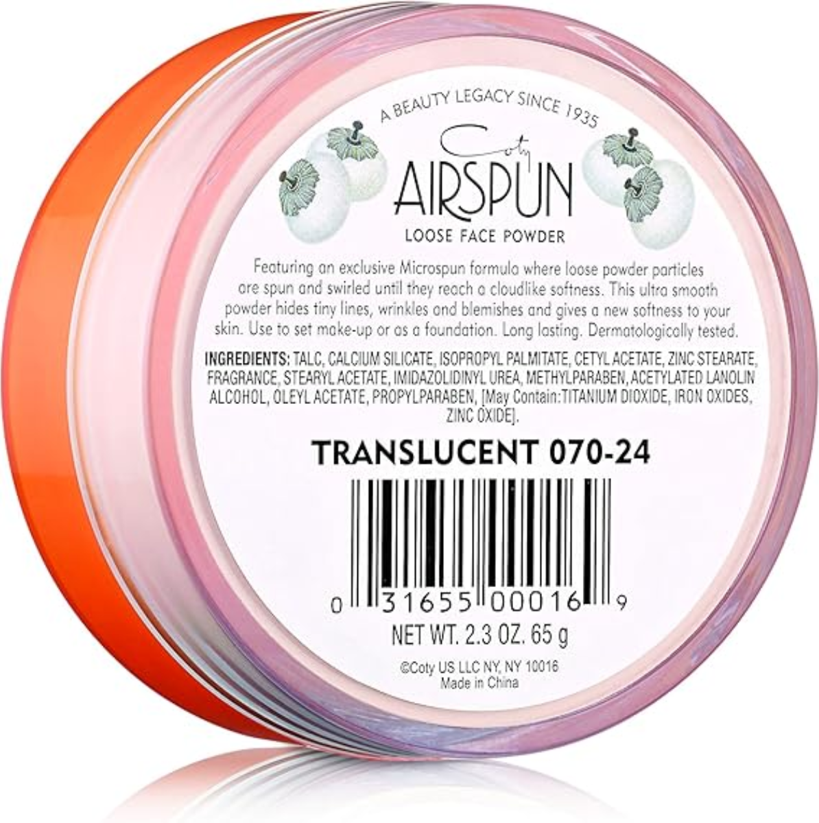 AIRSPUN POLVO SUELTO TRASLÚCIDO (fórmula libre de talco)