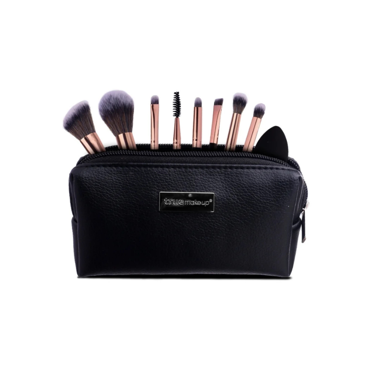 MINI SET DE 6 BROCHAS + ESPONJA + COSMETIQUERA | NEGRO