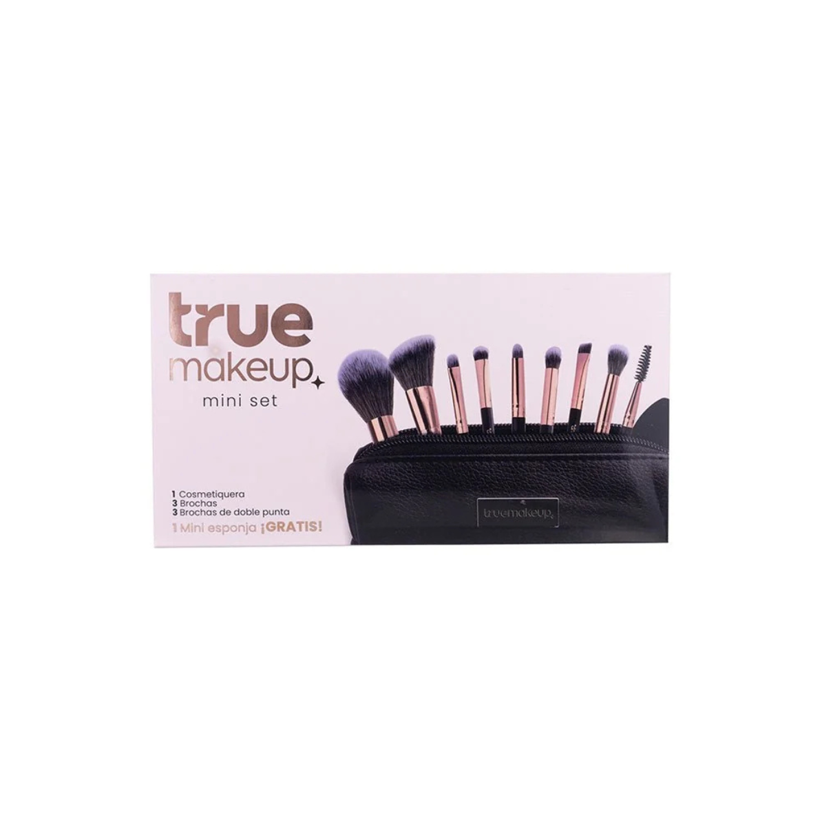 MINI SET DE 6 BROCHAS + ESPONJA + COSMETIQUERA | NEGRO