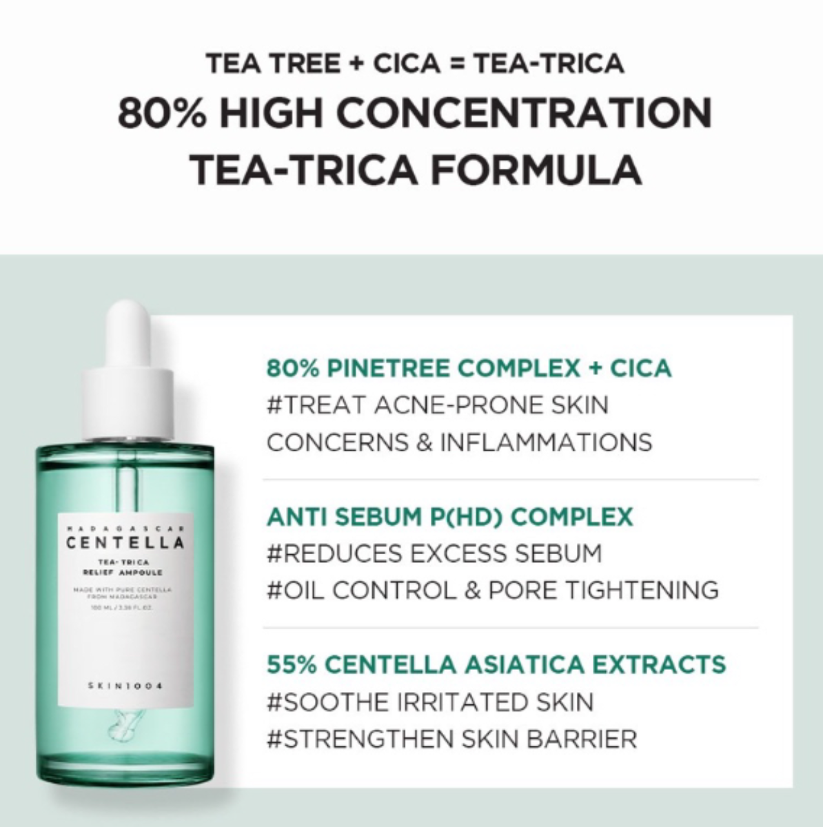 MADAGASCAR CENTELLA TEA-TRICA RELIEF AMPOULE 100ML- (Suero Antiacné)