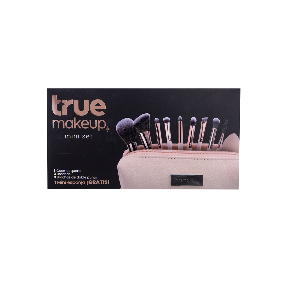 MINI SET DE 6 BROCHAS + ESPONJA + COSMETIQUERA | BEIGE