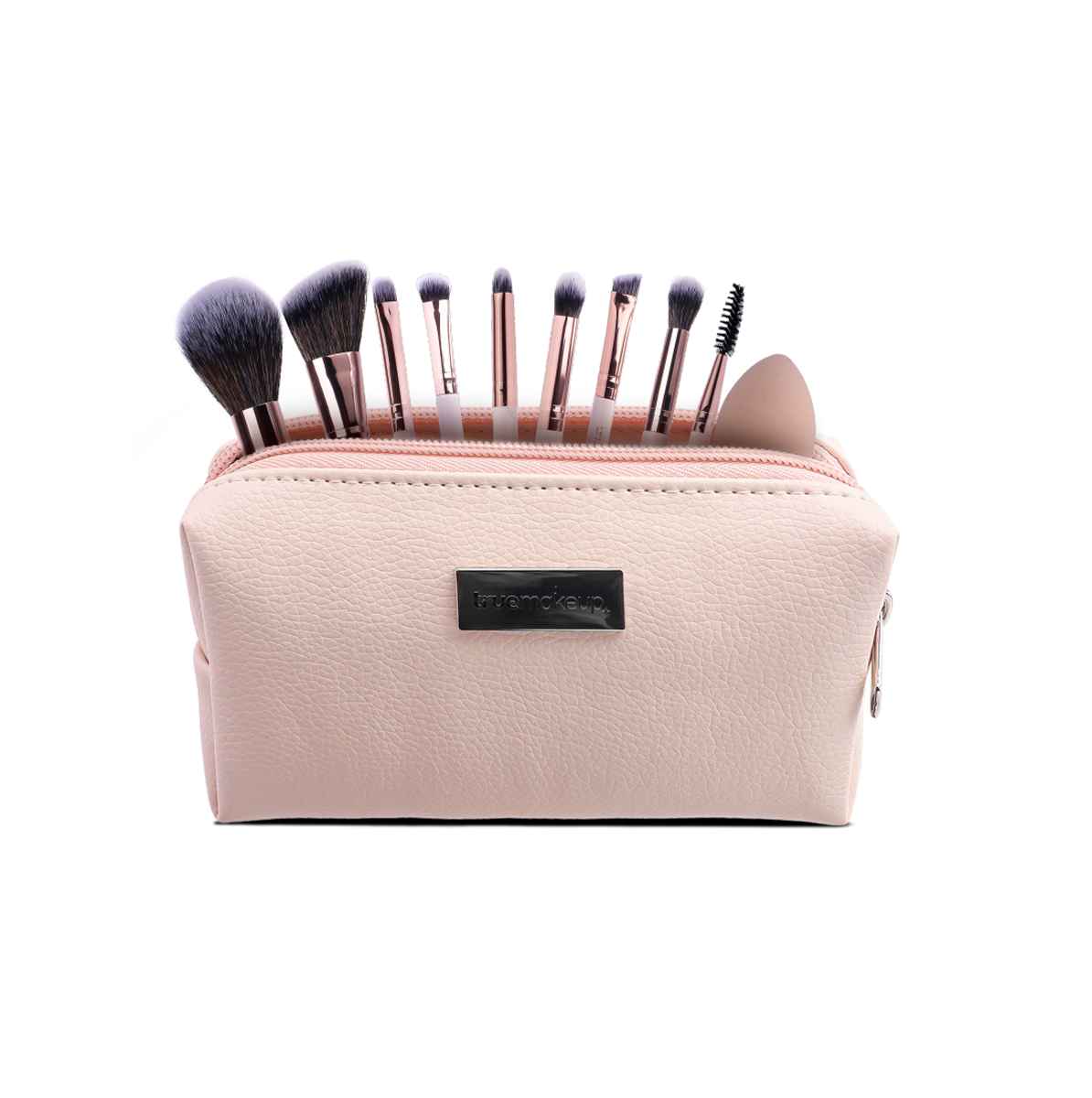 MINI SET DE 6 BROCHAS + ESPONJA + COSMETIQUERA | BEIGE