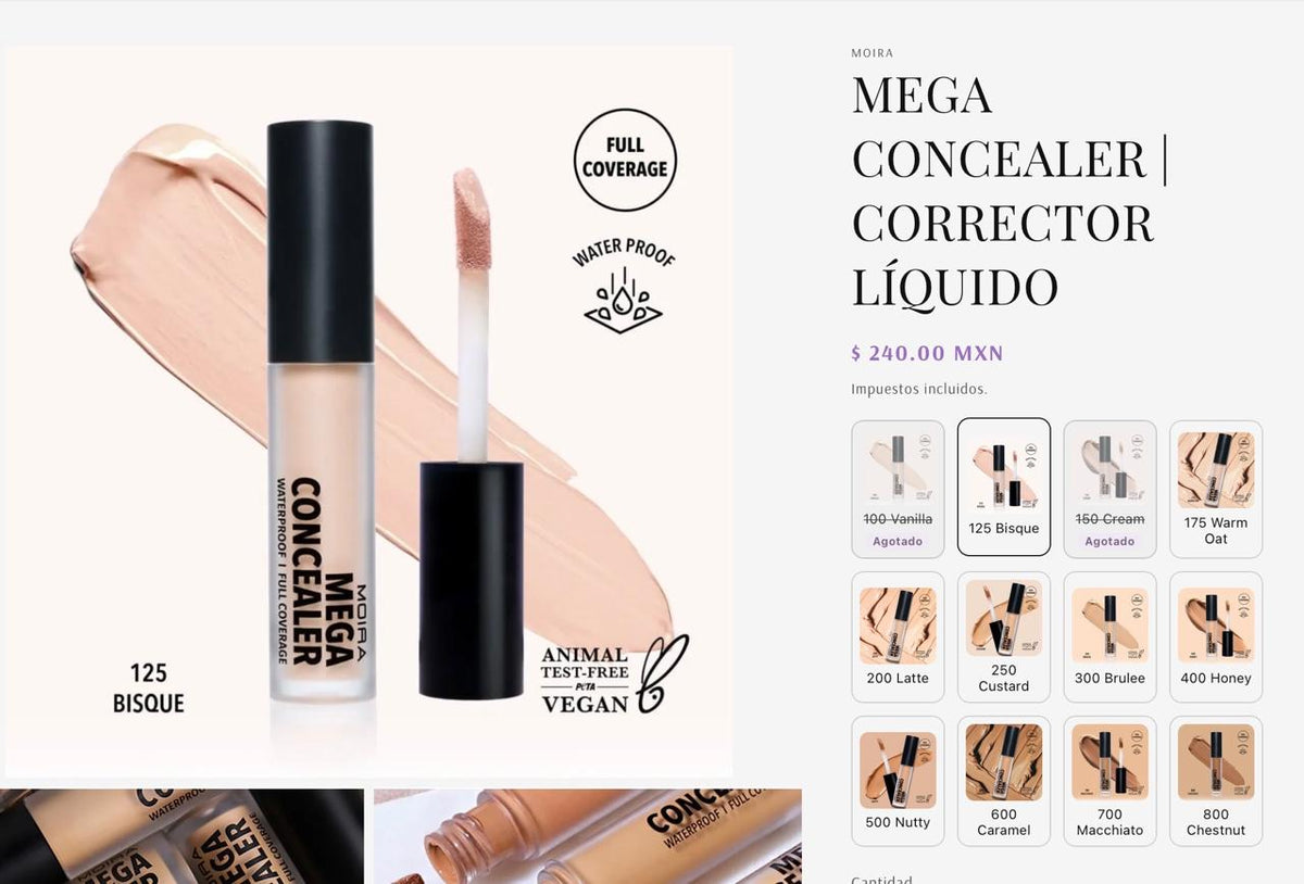 Comparativa de productos con sus precios regulares, sin Cosmos Makeup PRO
